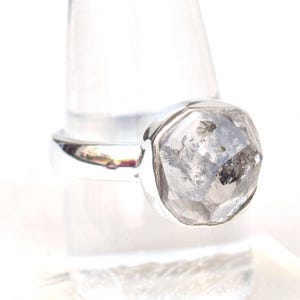 Natural Raw Diamond Crystal Ring Herkimer Diamond Ring 925 Sterling Silver Handmade Ring, Raw Diamond Crystal Ring Size 10 US-H003