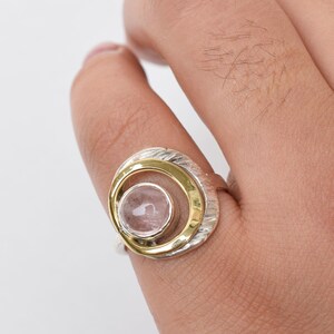 Ready Morganite Silver Ring Natural Morganite Ring, Natural Pink Morganite Ring 925 Sterling Silver Morganite Ring Size 9.5-MR003