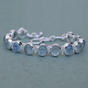 Aquamarine Bracelet, 925 Sterling Silver Aquamarine Bracelet, Birthstone Bracelet, Handmade Silver Jewelry, Birthstone gemstone Jewelry-B021