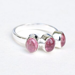 Natural Pink Tourmaline Ring, Pink Stone Ring, 925 Sterling Silver Tourmaline Ring, Tiny Silver Ring, Valentine day gift Ring -TR055