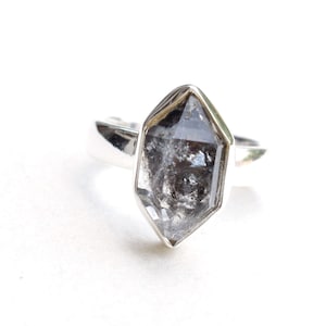 Ready to Ship Ring, Black Herkimer Diamond Ring, Handmade Ring, 925 Sterling Silver Ring, Black Diamond Crystal Ring, Size 6 US-H006
