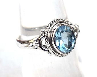 Anello con topazio blu naturale in argento sterling 925, regalo di nozze.
