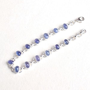 Handmade Silver Bracelet Tanzanite Silver Bracelet, Natural Tanzanite Bracelet 925 Sterling Silver Blue Tanzanite Bracelet-B065