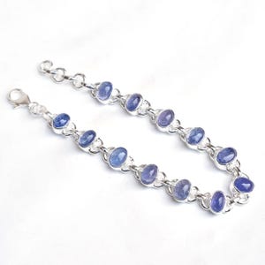 Ready Handmade Silver Bracelet Tanzanite Silver Bracelet, Natural Tanzanite Bracelet 925 Sterling Silver Blue Tanzanite Bracelet-B068