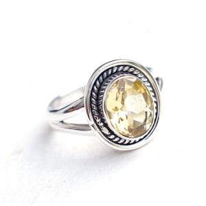 Yellow Gemstone Ring, Natural Citrine Silver Ring, Natural Citrine Ring Birthstone Citrine Ring Size 6 US 925 Sterling Silver Handmade-HR324