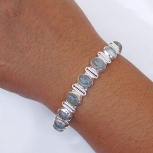Aquamarine Bracelet, 925 Sterling Silver Aquamarine Bracelet, Birthstone Bracelet, Handmade Silver Jewelry, Birthstone gemstone Jewelry-B027