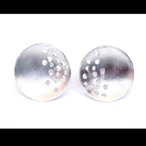 Silver Stud, Fine 925 Silver Brush Finish Matte Finish 925 Sterling Silver 18 mm Round Stud Post Earring-PE07