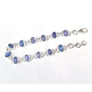 Handmade Silver Bracelet Tanzanite Silver Bracelet, Natural Tanzanite Bracelet 925 Sterling Silver Blue Tanzanite Bracelet-B067