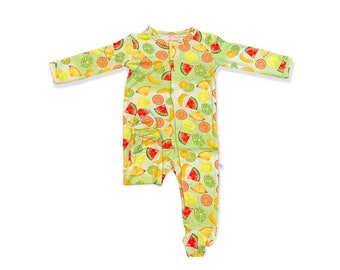 Fruity Bamboo Magnet Button Footie Romper