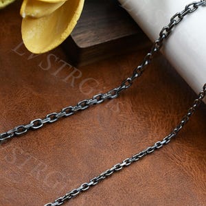 Oxidized Sterling Silver Heavy Cable Chain Necklace, 3mm Link Chain