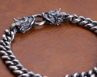 8mm Men's Chunky Curb Chain Bracelet in Solid 925 Sterling Silver