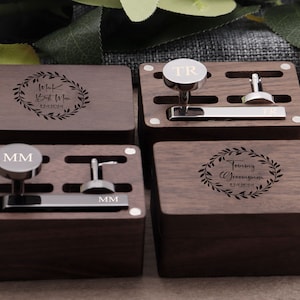 Cufflinks Groomsmen, Personalized Cufflinks & Tie Clip, Custom Cuff Links, Father of Groom Cufflinks, Gifts for Husband, Anniversary Gifts