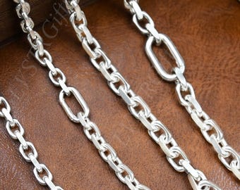 Oxidized Sterling Silver Cable Chain Necklace: 6mm Solid Silver