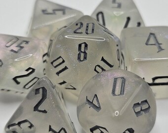 Shimmering Clear Resin Dice Set | D&D RPG