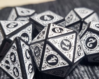 Runic White Dice Set | Acrylic D&D Dice, Role Playing Accessories