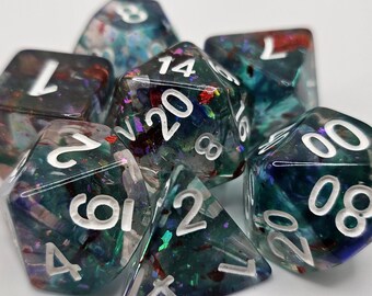 Bloody Lagoon Resin Dice Set | Red Foil RPG Dice