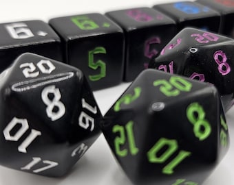 Black Acrylic Dice Set | 7 Piece RPG Dice