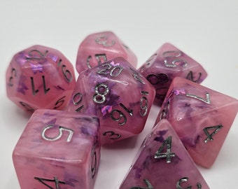 Butterfly Glitter Dice Set | RPG Dungeons and Dragons Accessories