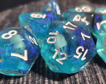 Jellyfish Dice Set | UV Glow | Dungeons and Dragons | DND Dice Set | D&D | Role Playing Accessories