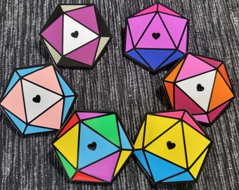 Enamel D20 Pride Pin | LGBTQ+ Dungeons and Dragons