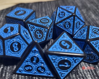 Runic Blue Dice Set | Acrylic DND RPG Accessories