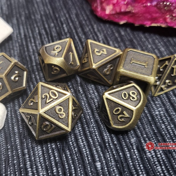 Ensemble de dés en métal Elven Stoneworks | Donjons et Dragons | Ensemble de dés du MDN en métal | D&D | Accessoires de jeux de rôle