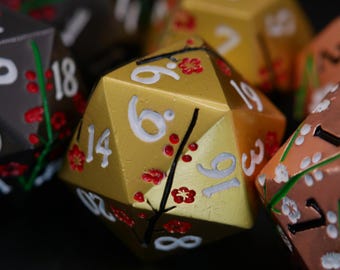 Blossoming Branches Metal Dice | Dungeons and Dragons | DND Dice Set | D&D | Role Playing Accessories