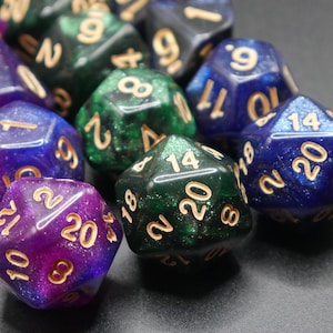 Glimmering Magic Dice Set | Dungeons and Dragons | DND Dice Set | D&D | Role Playing Accessories