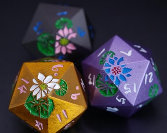Lotus Flower Delight | Metal Dice Set | Dungeons and Dragons | DND Dice Set | D&D | Role Playing Accessories