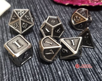 Dwarven Stone Metal Dice Set | Dungeons and Dragons | Metal DND Dice Set | D&D | Role Playing Accessories