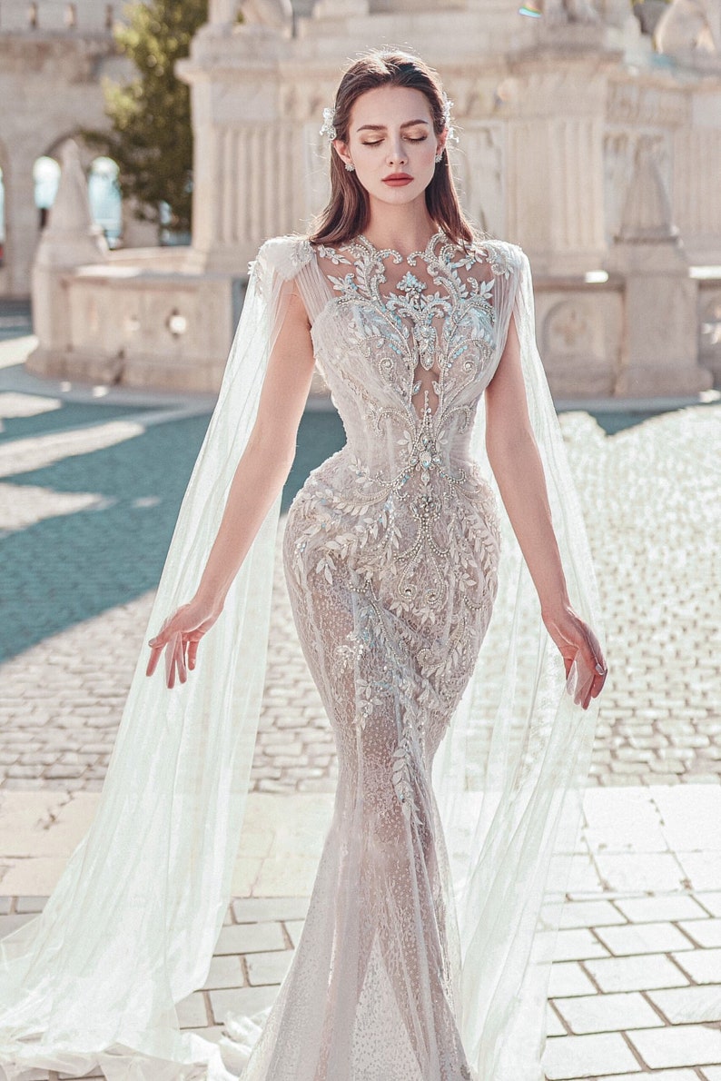 Mermaid Wedding Dress With Sparkling Beads. - Etsy