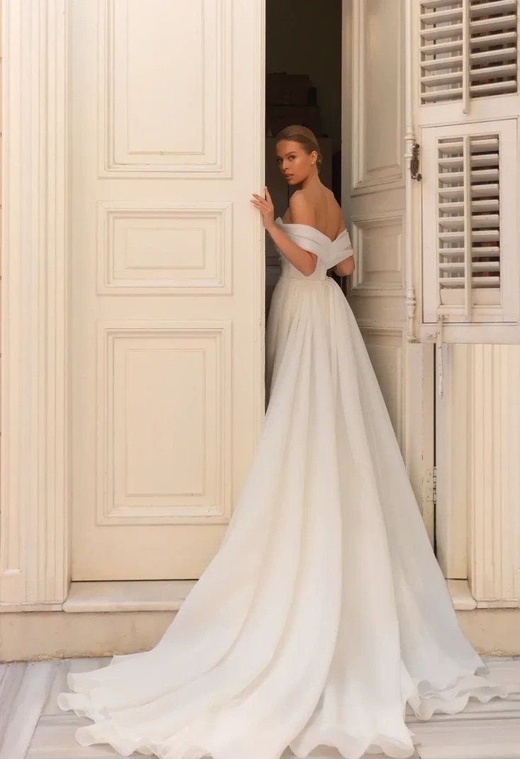 Simple A-line Wedding Dress With Split Slits. Modified Wedding - Etsy