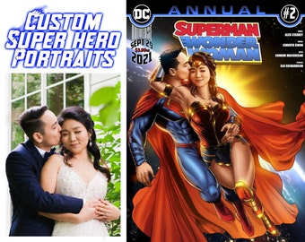 Wedding Portrait, Custom Comic Cover, Personalized Comic Cover, Superhero Comic cover, Custom Comic Art, Custom Comic cover