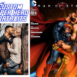 Custom Superhero Anniversary Portrait, Custom Comic Cover, Personalized Comic Cover, Superhero Comic cover, Custom Comic Art, Custom Comic