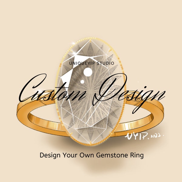 Custom Jewelry Design by Unique Yip – Make Your Own Design - Gemstone Ring -  Birthstone Ring - Special Gift for her