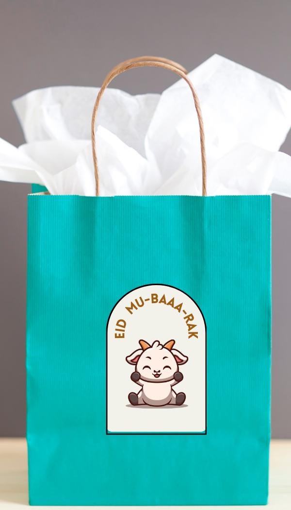 Eid Mu-baa-rak Goat Gift Tags | Printable Islamic Decor (PDF Download ...