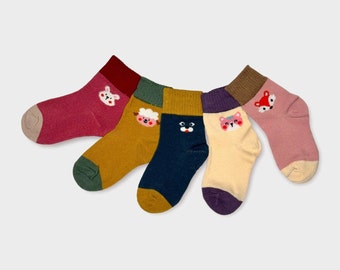 Minigooose | Kids | Bundle set of 5 Mini Animal  Crew Socks