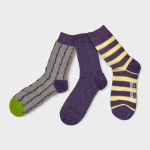 Minigooose | Bundle set of 3 Purple Dream Crew Socks