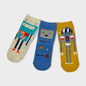 Minigooose | Kids | Bundle set of 3 Mini Robot Crew Socks