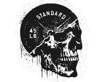 Skeleton Barbell Gym Sticker | Workout Badass Lifestyle Kiss-Cut