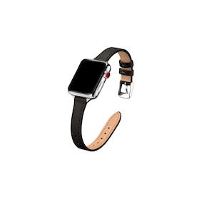Thin Leather Watch Band for Apple Watch, Slim Leather Bands for iwatch 38/40/41/42/44/45/49mm, Smartwatch Wrist Strap Bracelet Band