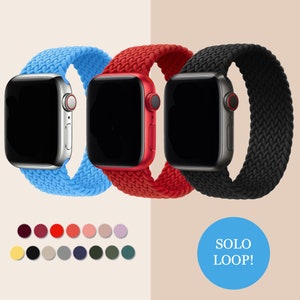 Braided Solo Loop for Apple Watch Band 44mm 40mm 45mm 41mm 38mm 42mm  Elastic Nylon Belt Bracelet iWatch Serie 3 4 5 SE 6 7 -Fragrant orange