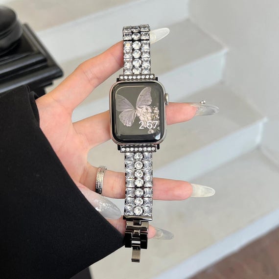Sparkling Crystal Bracelet Smartwatch Band - Silver 38-49mm Sparkling Bling Crystal Bracelet Band For Apple Watch – The  main image 4