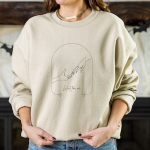 HADESTOWN Musical Unisex Broadway Wait For Me Crewneck Sweatshirt, Nerdy Merchandise for Theater Kid Romantic Orpheus Eurydice