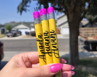 Personalized Teacher Pen | Glitter Pencil Pen | Custom Name Gift for Educators | Teacher Appreciation | Back to School Gift