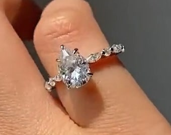 2.5CT Pear Cut Moissanite verlovingsring Solitaire Pear Cut Diamond Ring 14K Solid Gold Ring Promise Ring Pear Cut bruiloft verjaardag ring