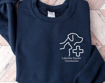 Tshirt technique vétérinaire personnalisé, sweat-shirt vétérinaire, cadeau technique vétérinaire pour vétérinaire Cadeau pour chemise technique vétérinaire, médecin animalier, chemise vétérinaire
