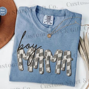 Checkered Boy Mama Shirt Mothers Day Gift Boy Mom Shirt Retro Mama Tee Mama Tshirt Mom Tshirt Mom of Boys Mom Life Shirt Cool Mom Shirt Gift for Mom Mama Sweatshirt Mom Crewneck Sweater