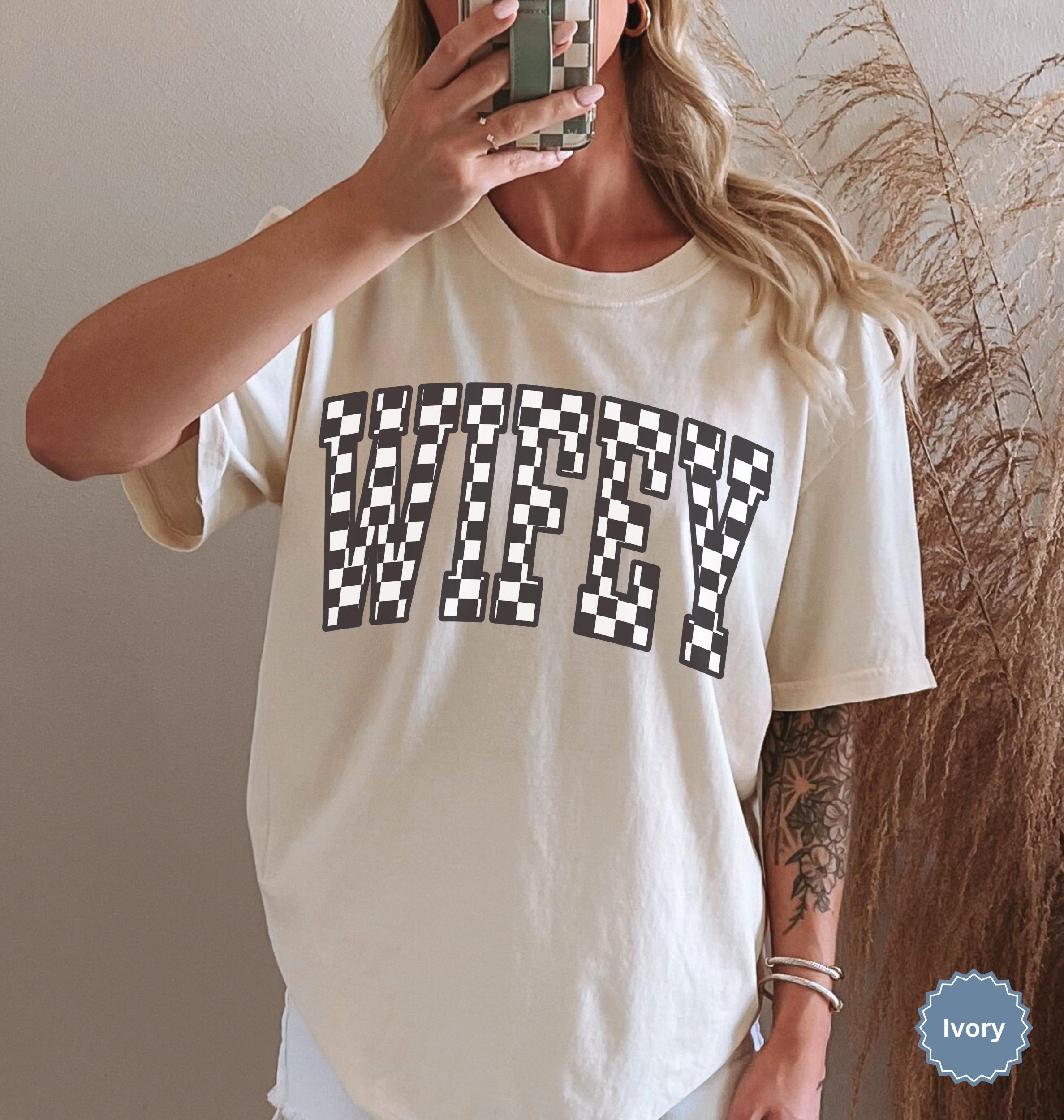 Retro Wifey Shirt Comfort Colors, Checkered Wifey Tshirt, Wife Tee ...