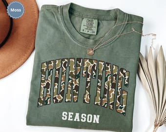 Camo Hunting Season Shirt, Camouflage Hunter Shirt, Deer Hunting Dad Shirt, Duck Hunting Shirt for Men, Hunting Gifts for Him, Outdoorsman